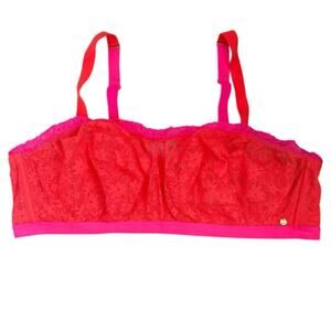 Cacique Neon Orange Pink Lace Bra 44D